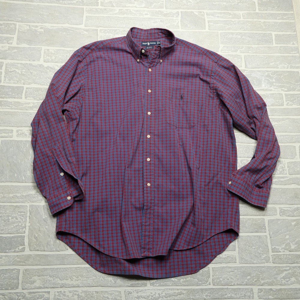 Ralph Lauren Big Shirt Adult XL‎ Purple Button Up Midweight Cotton Canvas Mens